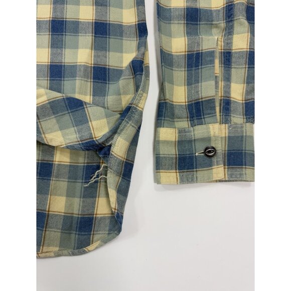 RRL Double RL Ralph Lauren Mens Popover Shirt Sz Large Blue Plaid Long Sleeve - Picture 9 of 12